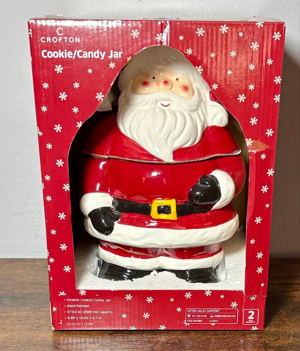 New Crofton Santa Christmas Ceramic Cookie/Candy Jar